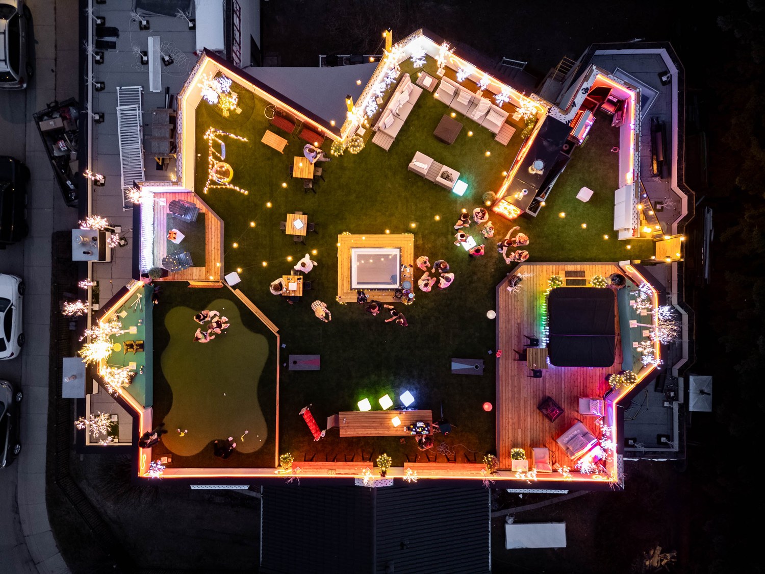 The Rooftop · Aerial at Night